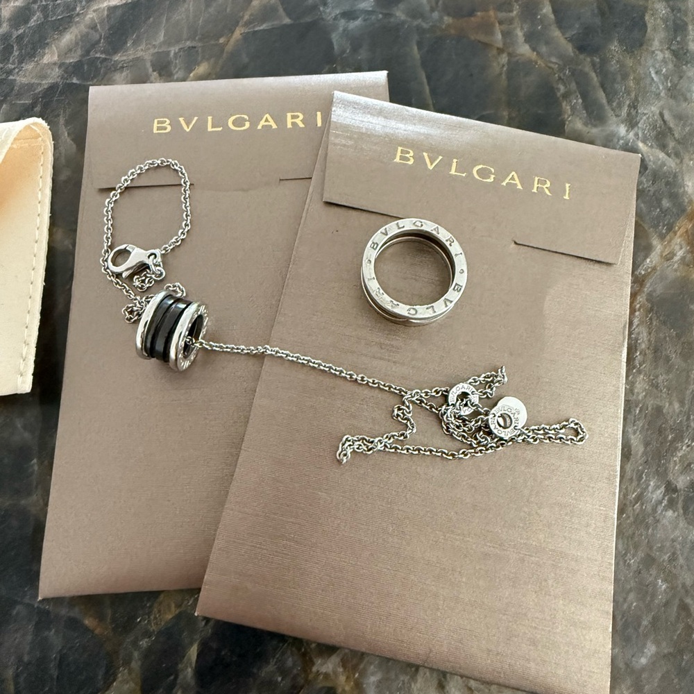Bulgari Save The Children Silver Necklace and Ring Set